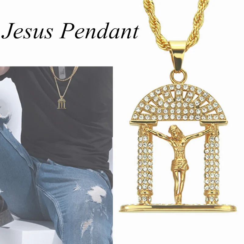 

New Fashion Hip Hop Gift Jewelry Christian Religious Jewelry Door Type Jesus Pendant Necklace Accessories