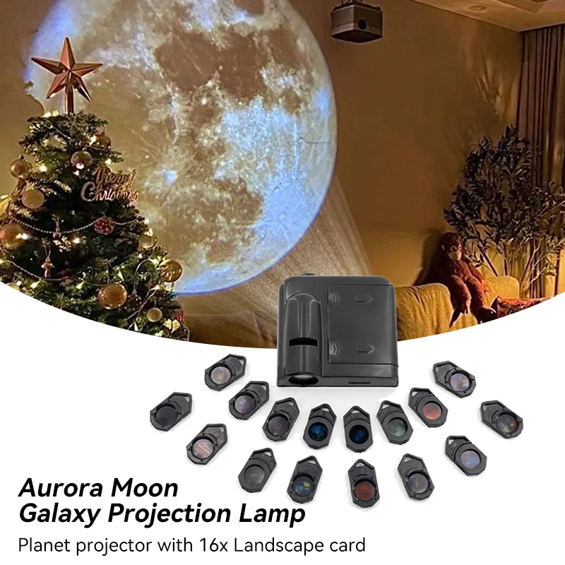 

1pc Aurora Moon Galaxy Projection Lamp Creative Background Atmosphere Night Light Earth Projector Photography Lamp Gift For Love