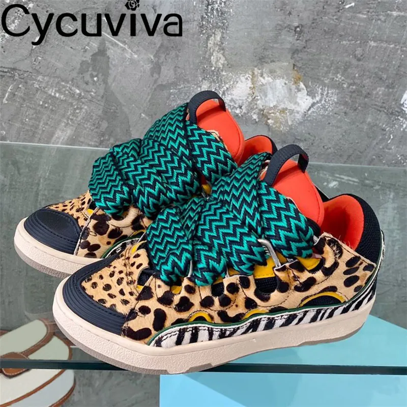 Multi Color Leopard graffiti Lace Up Flat Sneakers Women Loafers Designer Lover Shoes Autumn Casual Trainers tenis masculino