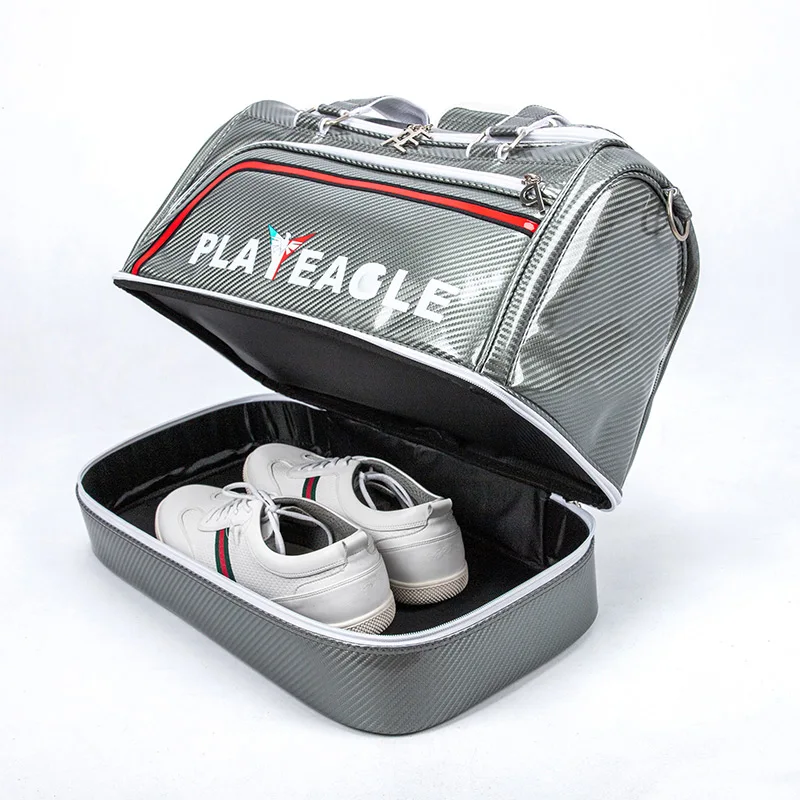 PLAYEAGLE  Boston Bag Waterproof PU Golf Duffle Bag Big Capacity Golf Clothing Bag with Seperate Shoes Store Bag