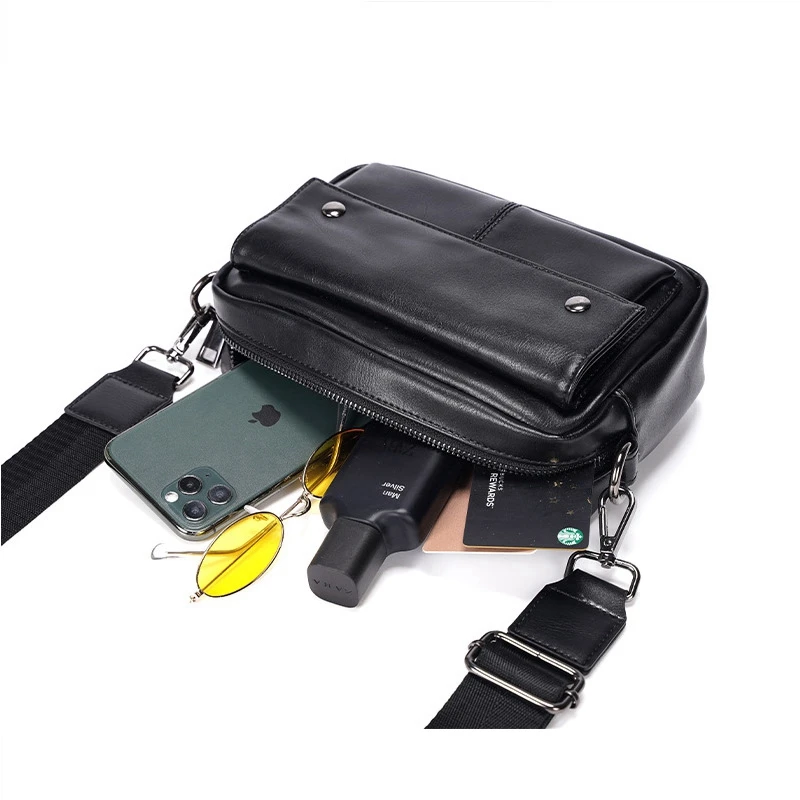 New Men's Fashion Leather Sports Crossbody Bag Single Shoulder Bag Men's Japanese and Korean Leisure Youth Small Straddle Bag