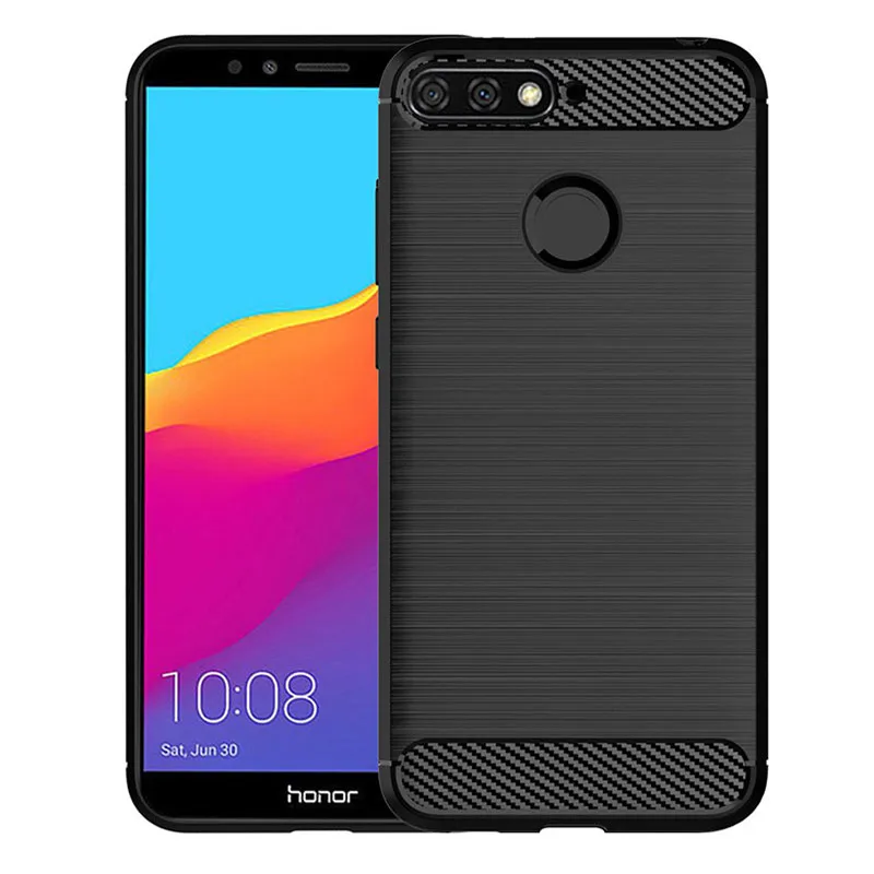 

For Honor 7C Silicone Case Carbon Fiber Back Cover for honor 7c pro Huawei Soft Shockproof Smart Phone Case