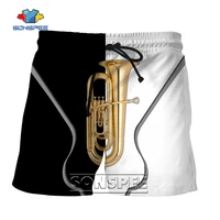 sonspee summer shorts cartoon casual short pants comfortable beach loose shorts 3d printed music instrument tuba swimsuit male