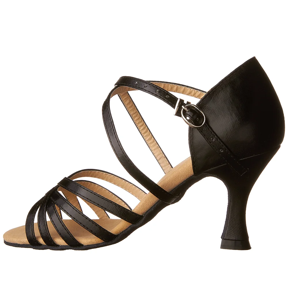 Latin Dance Shoes Women Ballroom Dance Shoes For Girls Jazz Waltz Shoes Ladies Black Satin Salsa Dance Party Dance Heels Sandals
