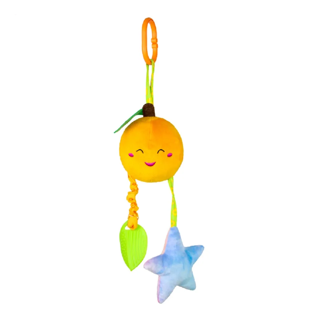 

Baby Stroller Hanging Toy, Stuffed Wind Chime Toy with Teether and Squeaker, Orange