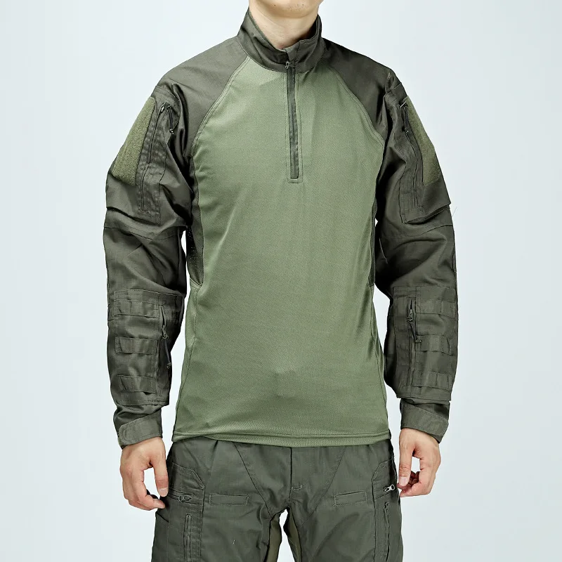 Men's Outdoor Tactical Training Suit Camo light Combat Suit Men's Hunting Multi Pocket Pullover Hiking Camping Coat