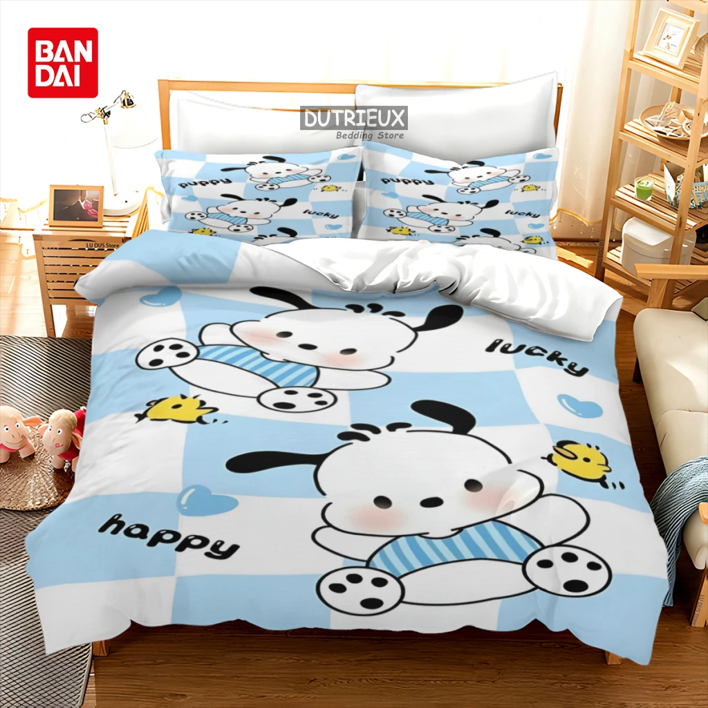 

Anime Sanrio Kawaii Pochacco Bedding Set Quilt Pochacco Dog Duvet Cover Comforter Pillow Case Bedclothes Children Kid Boy Bed