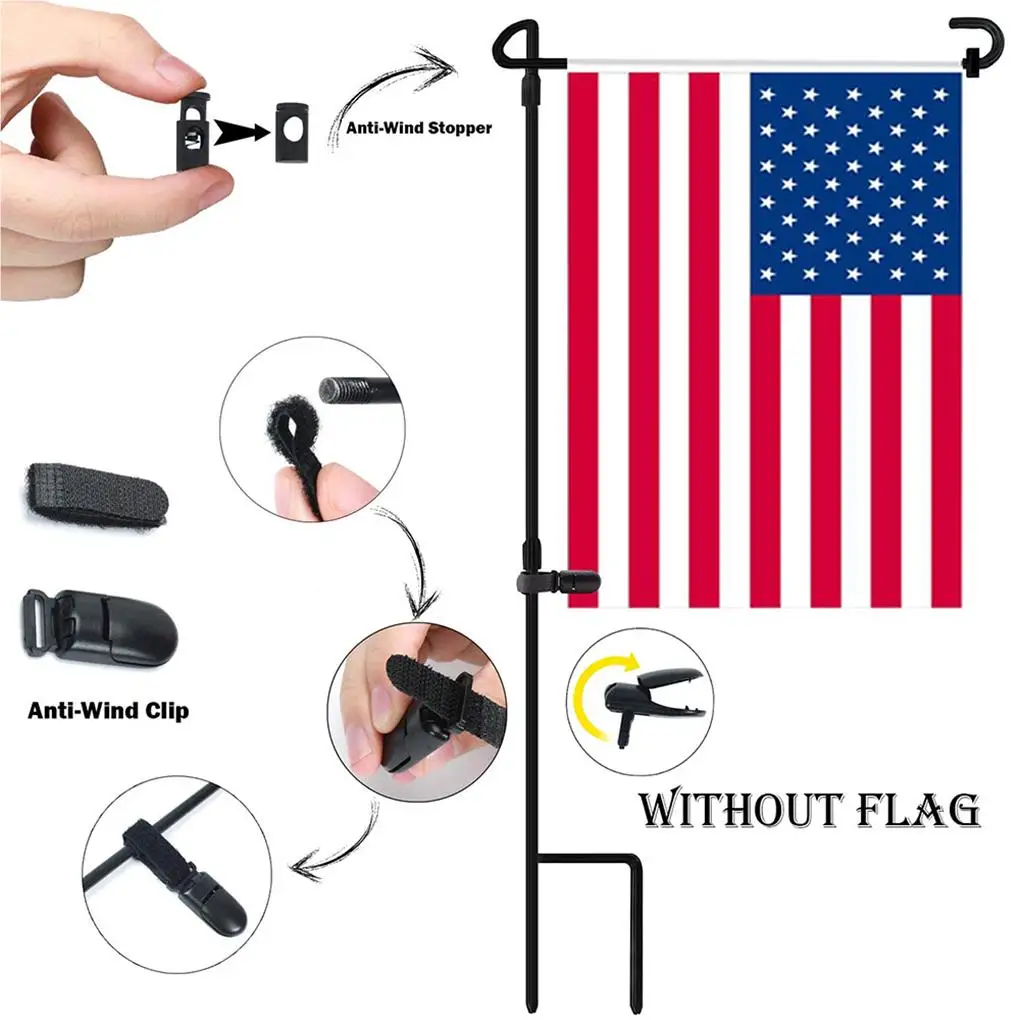 

Garden Flag Pole Stand Flagpole Holder Iron Outdoor Decoration Anti-Wind Clip Festival Ceremony Party Accessories