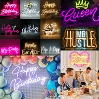 happy birthday large led neon sign for wall decor lets party hello gorgeous room decor for all birthday party decoration