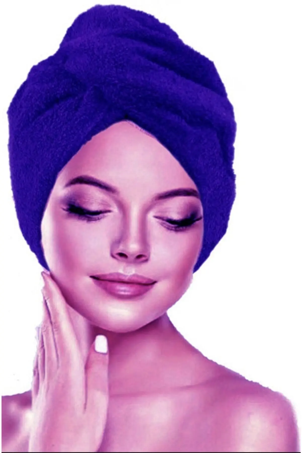 

Buttoned-100% Cotton Hair Cap Hair Towel Ecru High Absorption Power