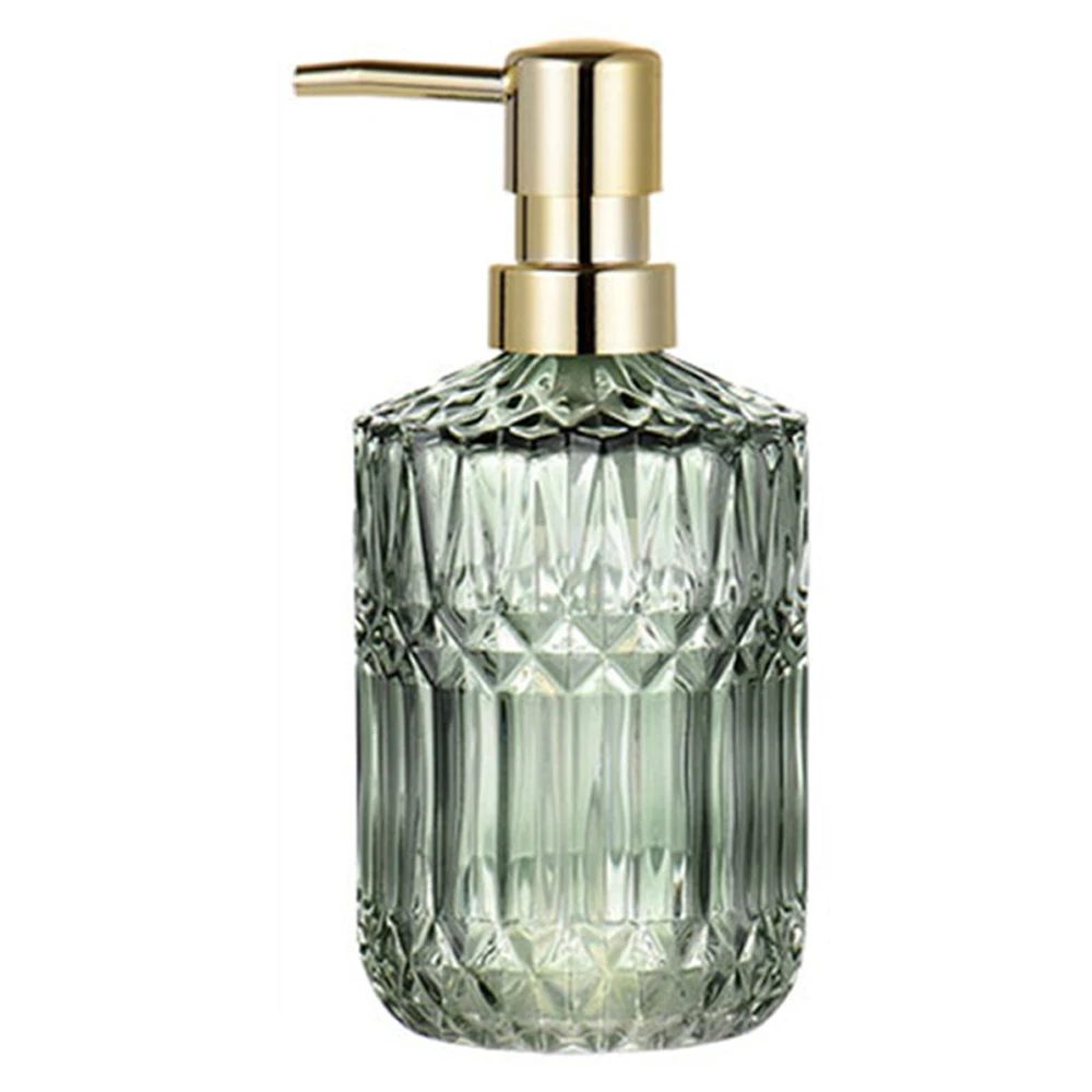 

400Ml Soap Dispenser Chic Glass Refill Empty Bottle Home Hotel Bathroom Conditioner Hand Soap Shampoo Bottle-Green