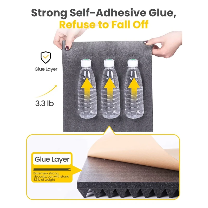 Самоклеящиеся звукостойкие пенопластовые панели 2x12x12 дюймов в виде пирамиды