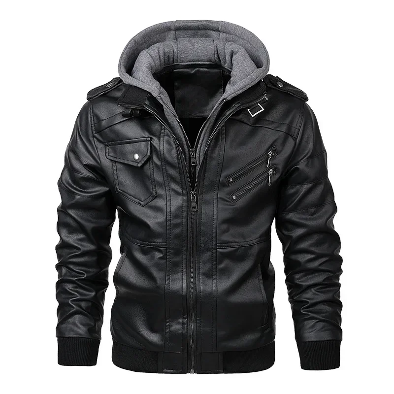 

Куртка мужская из ПУ кожи, повседневная Байкерская мотоциклетная куртка, верхняя одежда, осень