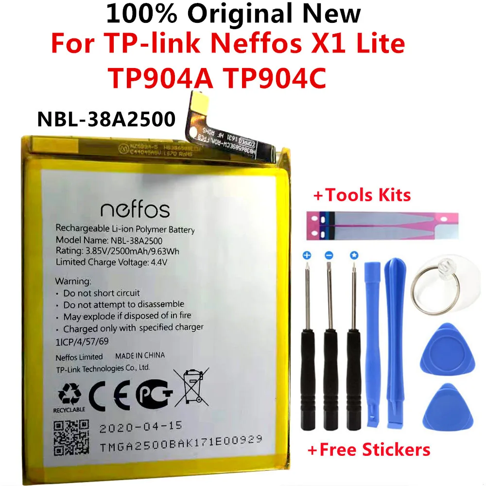 

100% Original NEW 2500mAh NBL-38A2500 battery For TP-link Neffos X1 Lite TP904A TP904C Mobile phone Batteries Bateria+Tools Kits