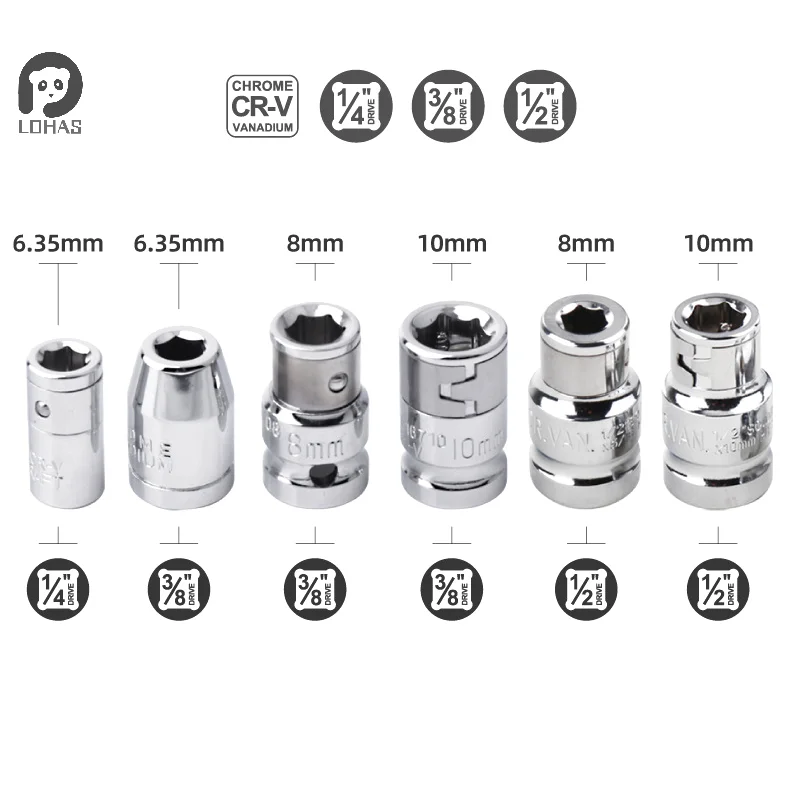 Адаптер для розетки с храповым механизмом 1/2/8/10 мм