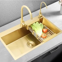 Gold Stainless Steel Kitchen Sink Drainboard Undermount Vegetables Baskets Drain Sinks Bathroom Cocina Home Accessories