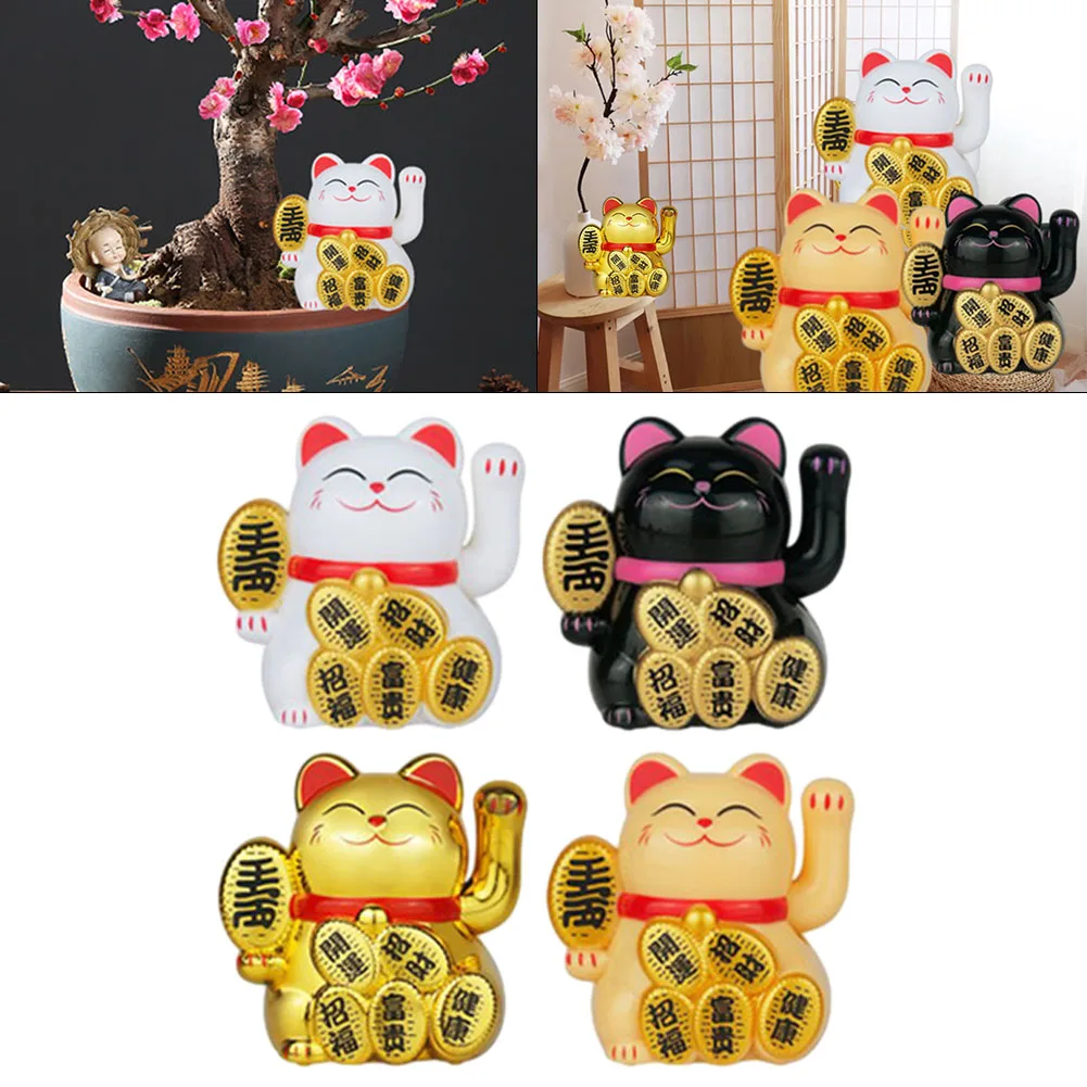 

Solar Waving Lucky Cat Automatic Waving Cat Car Decoration Feng Shui Cat Sculpture Statue 2inch Home Decoration Ornament
