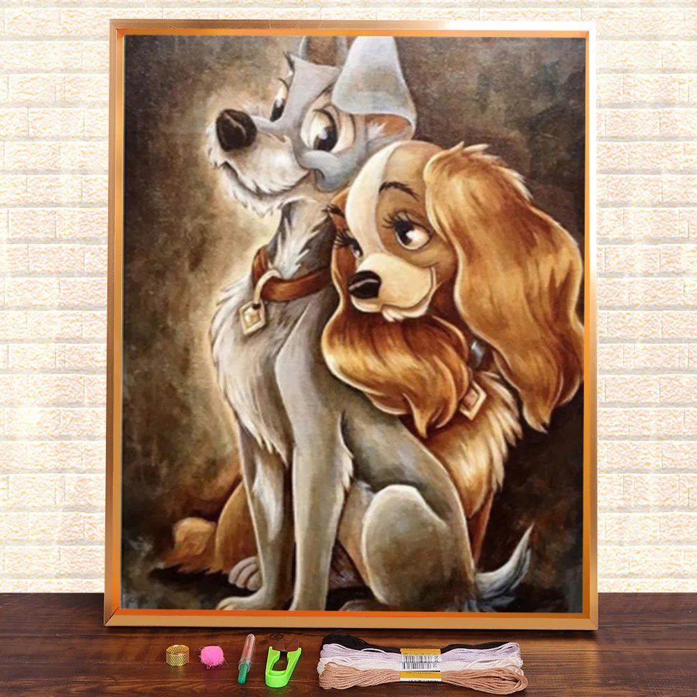 Animal Dog Printed Canvas 11CT Cross Stitch DIY Embroidery Set DMC Threads work Painting Handicraft Sewing Stamped   Adults