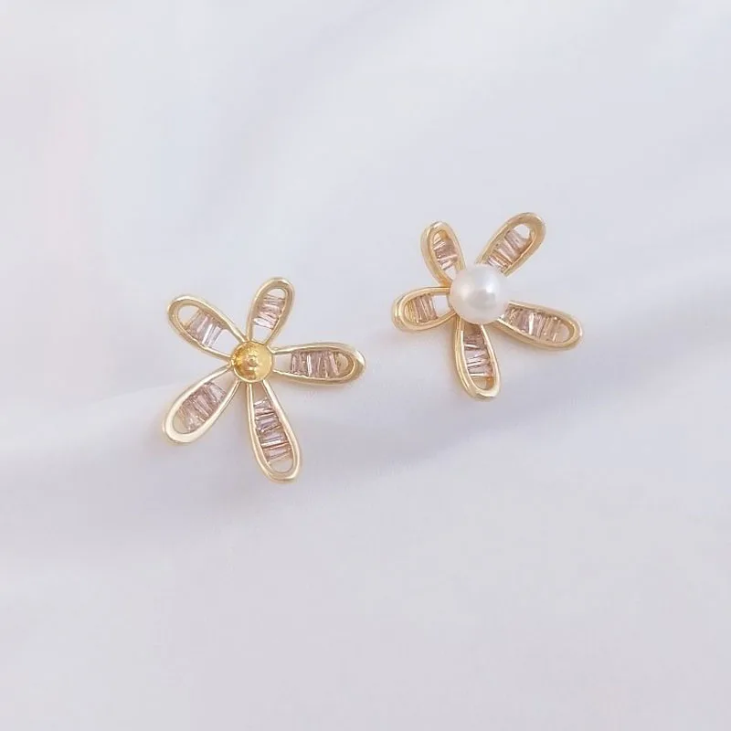 

2PCS Gold Filled 20mm 925 Silver Needle Earrings Material DIY Handmade Jewelry Accessories Petal Pearl Empty Earrings