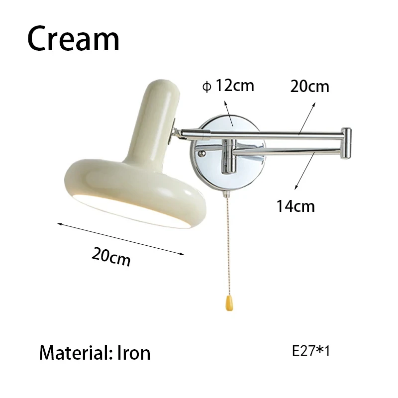 

Регулируемый настенный светильник из железа, кремовый