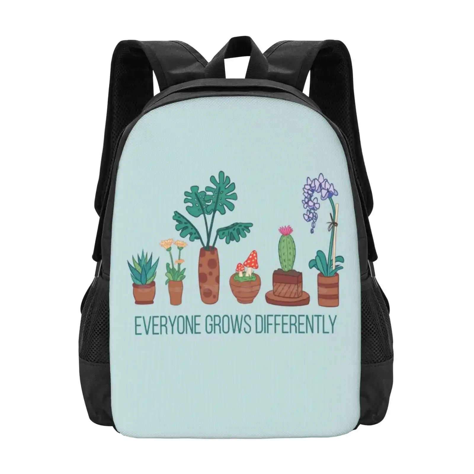 

Everyone Grows Differently Pattern Design Bagpack School Bags Self Love Positivity Positive Growth Self Care Diversity Plants