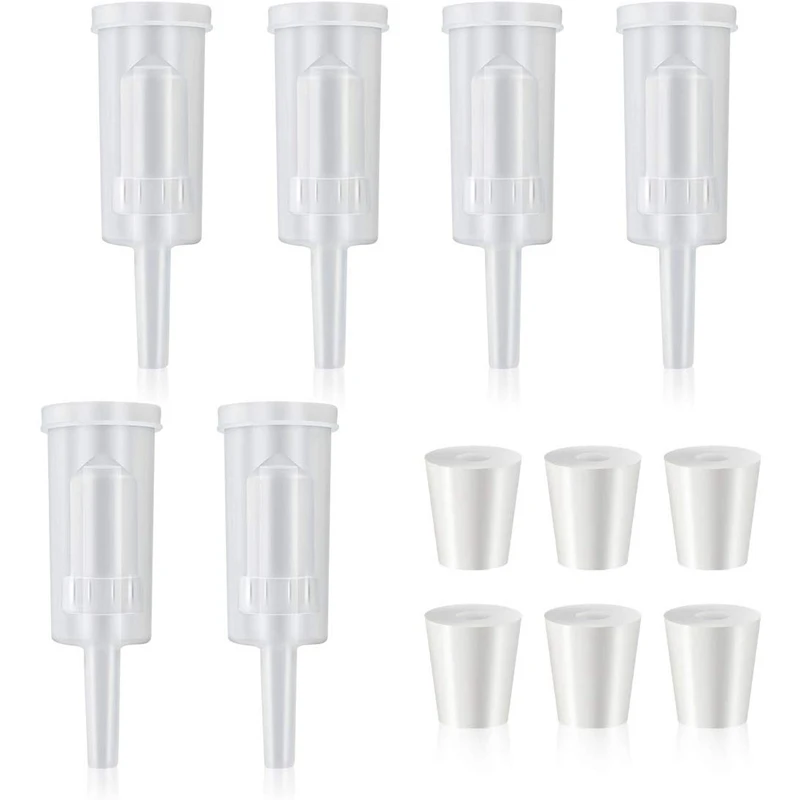 

New Fermentation Airlock, 6 Pack Brewing Airlock Wine Beer Airlock With Rubber Airlock Stopper Carboy Bung Twin Bubble Airlock F