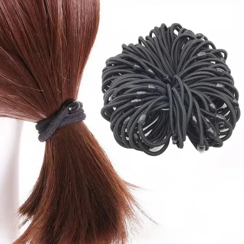 

50 Pcs/set Black Elastic Hairbands for Girls Fashion Women Scrunchie Gum for Hair Accessories Elastic Hair Bands 4MM