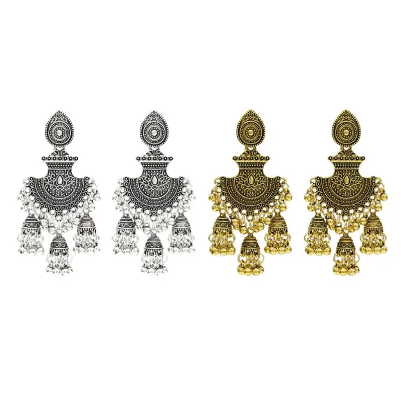 

Retro Egypt Bells Tassel Jhumka Drop Earrings Fashion Women Indian Gypsy Jewelry