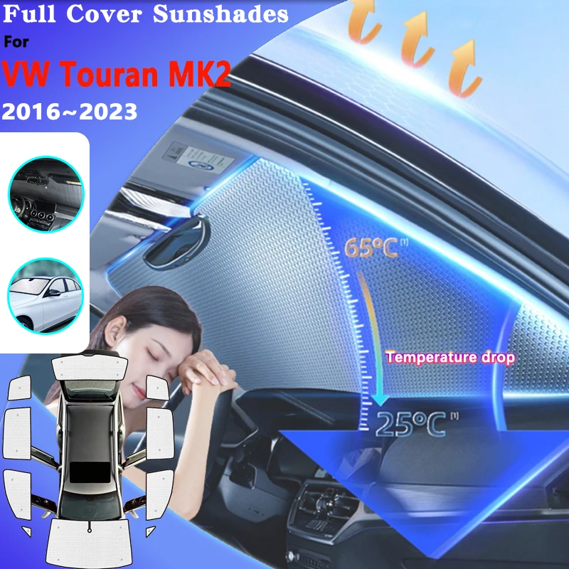 

Для Volkswagen VW Touran 5T 2016 ~ 2023 Mk2 Автомобильный солнцезащитный козырек на окно, лобовое стекло, солнцезащитный козырек с защитой от ультрафиолета, аксессуары 2022 2021 2020