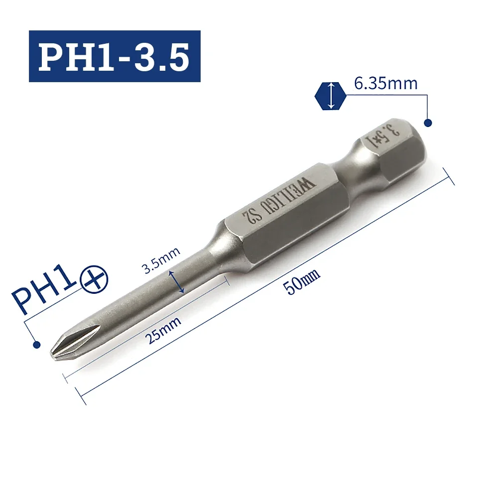 

Насадки для крестовой отвертки Philips PH00 PH0 PH1 PH2 стальные S2 50/70 мм 1 шт.