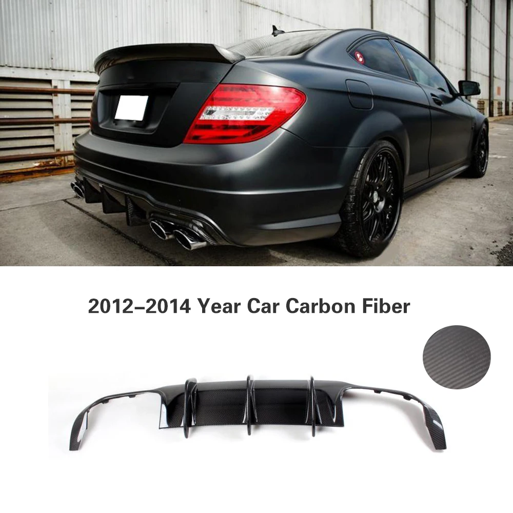 

Задняя губа из углеродного волокна для Benz C Class W204 C63 AMG C300 Sport 2008-2014, диффузор для заднего бампера автомобиля, спойлер с четырьмя выходами FRP