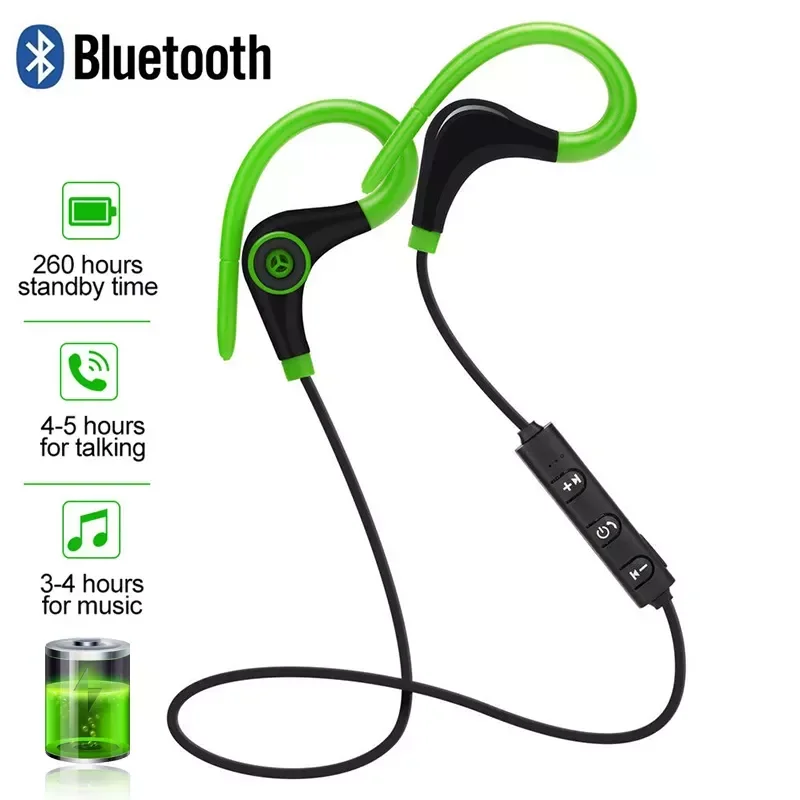 

Free Shipping Sport Wireless Earphone Stereo Ear-hook Sports Noise Reduction Earphones With Microphone Headset For