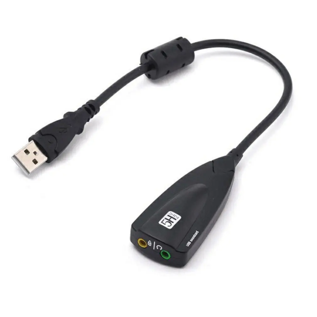 

External USB Sound Card 7.1 Adapter 5HV2 USB To 3D CH Sound Antimagnetic Audio Headset Microphone 3.5mm Port For Laptop PC