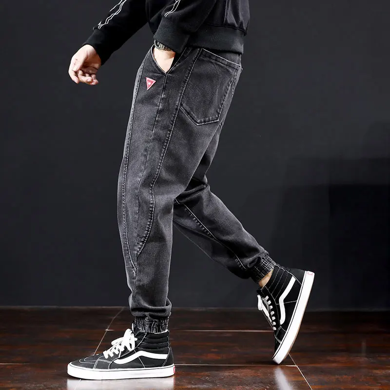 

Street Fashion Vintage Men Jeans Retro Black Gray Loose Stretch Spliced Designer Casual Cargo Pants Hombre Hip Hop Joggers Men