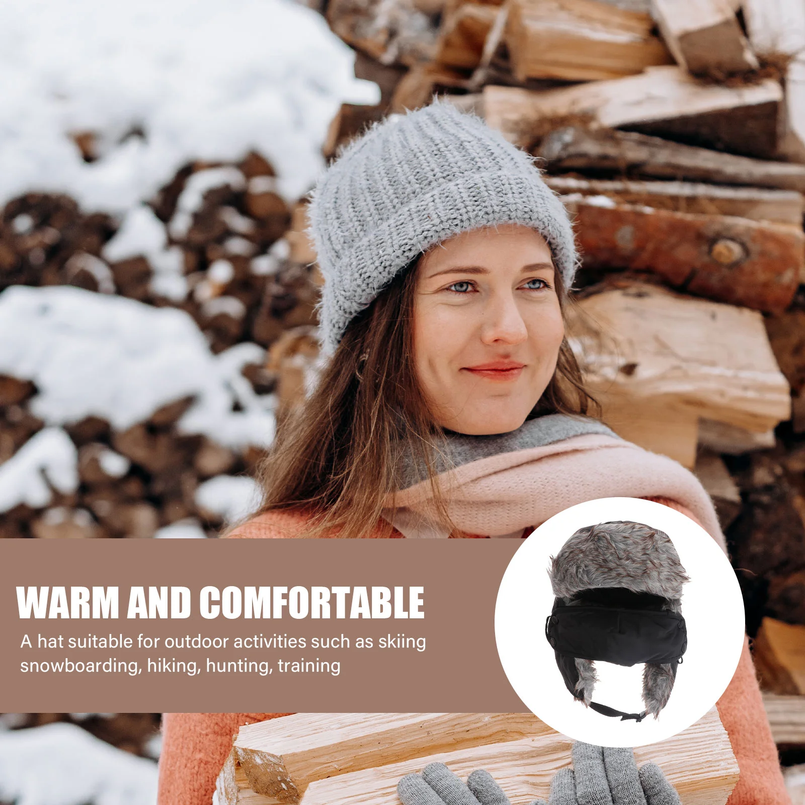 

Fashional New Artificial Hat Northeast Winter Warm Hat for Middle-aged Cap(Black)