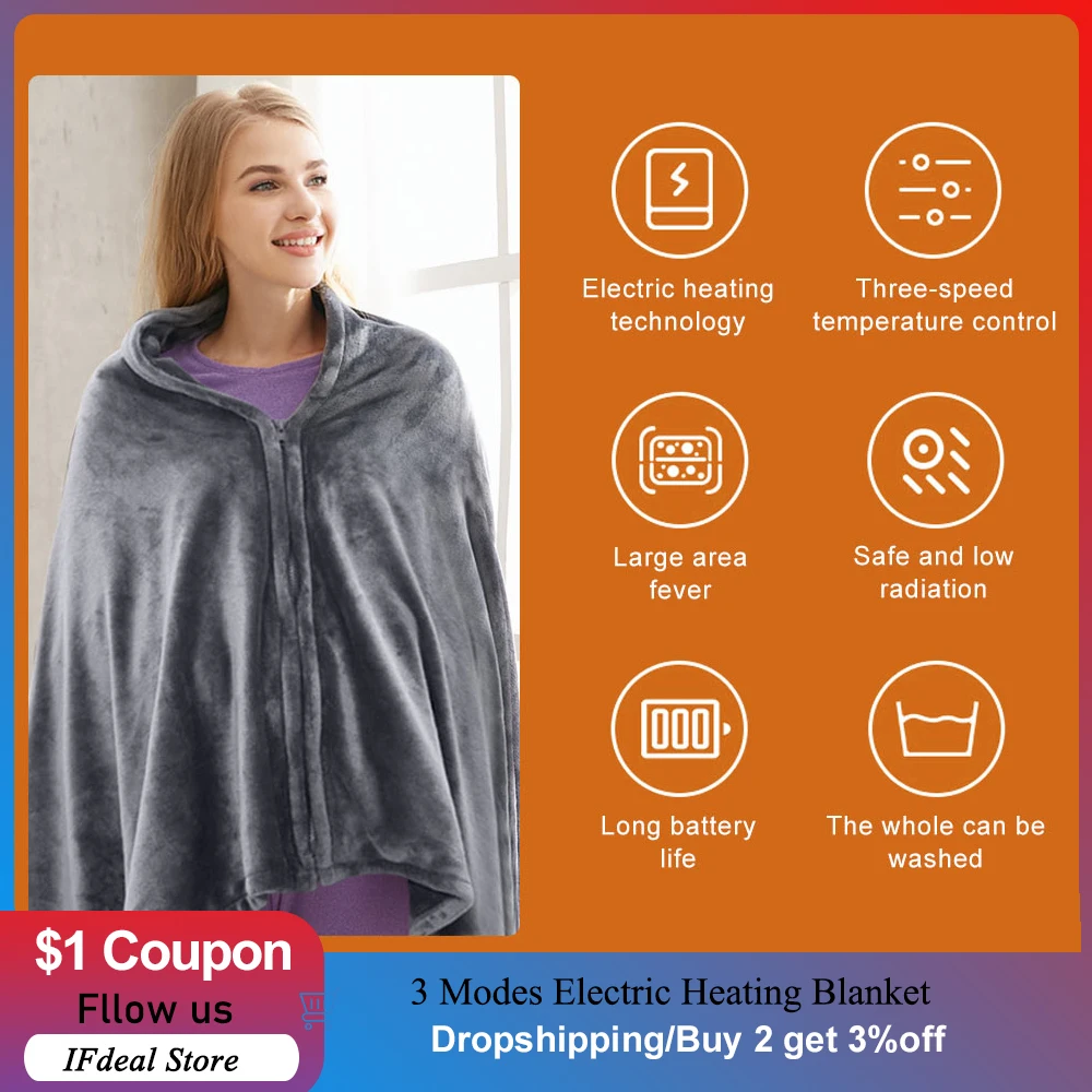 

Electric Heating Blanket USB for Neck Back Pain Relief Shoulder Heating Shawl Wrap Pain Relief Heat Therapy Winter Thermal Shawl