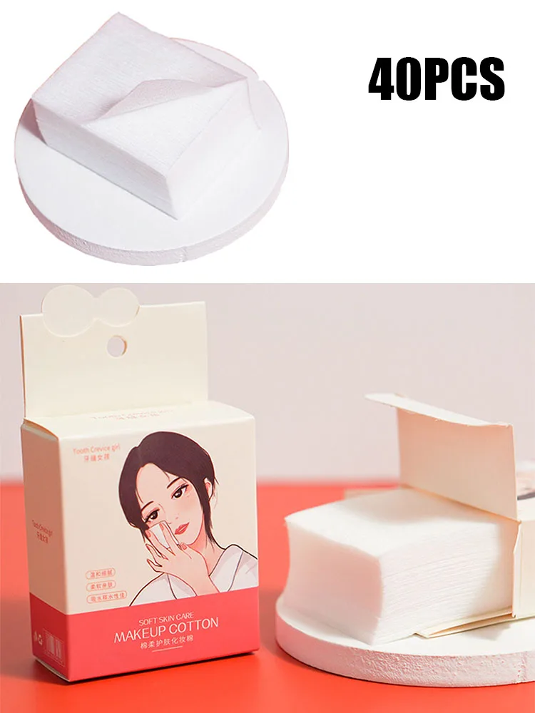 

40Pcs Thin Disposable Makeup Remover Cotton Wet Face Makeup Remover Cotton Beauty Cosmetic Make Up Cotton Box Skin Care Tool