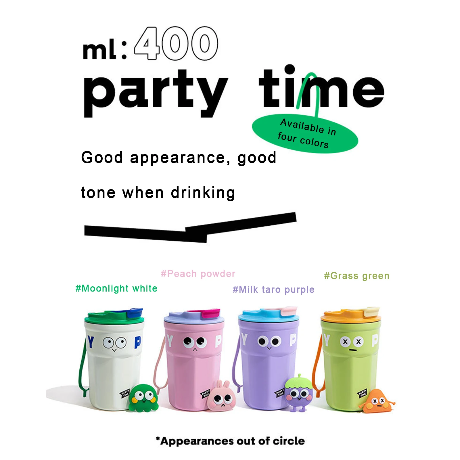 14 oz Vacuum Insulated Flask, Cute Cartoon Print Stainless S