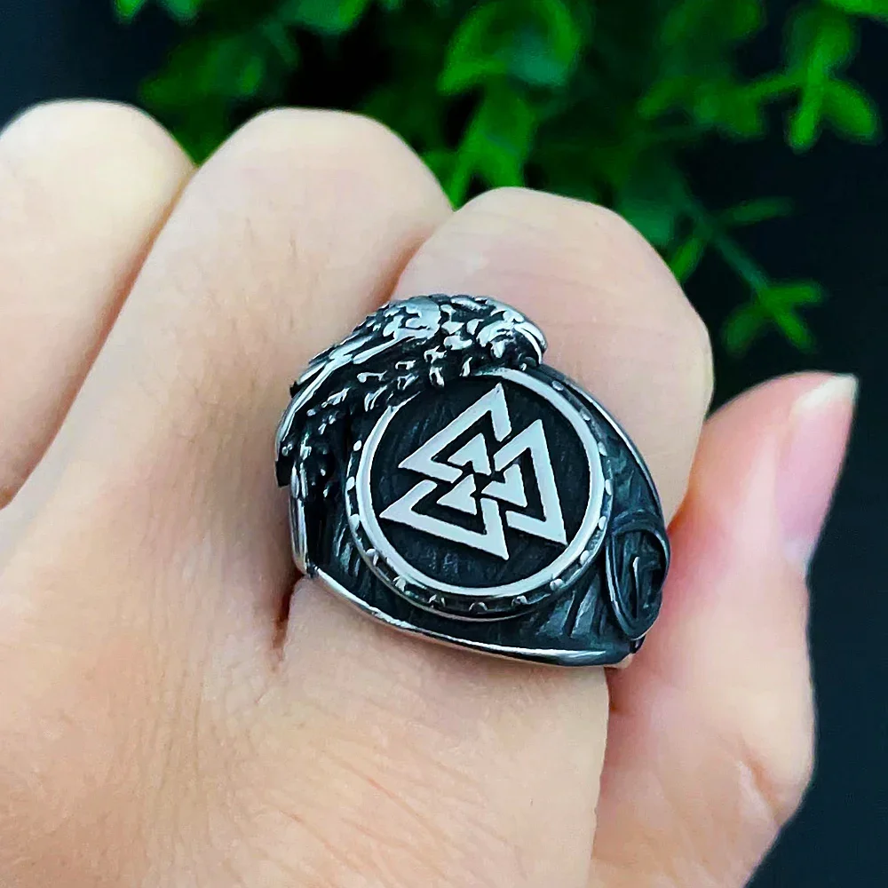 Кольцо Nordic Odin Crow Viking Valknut из нержавеющей стали винтажное кольцо с кельтским