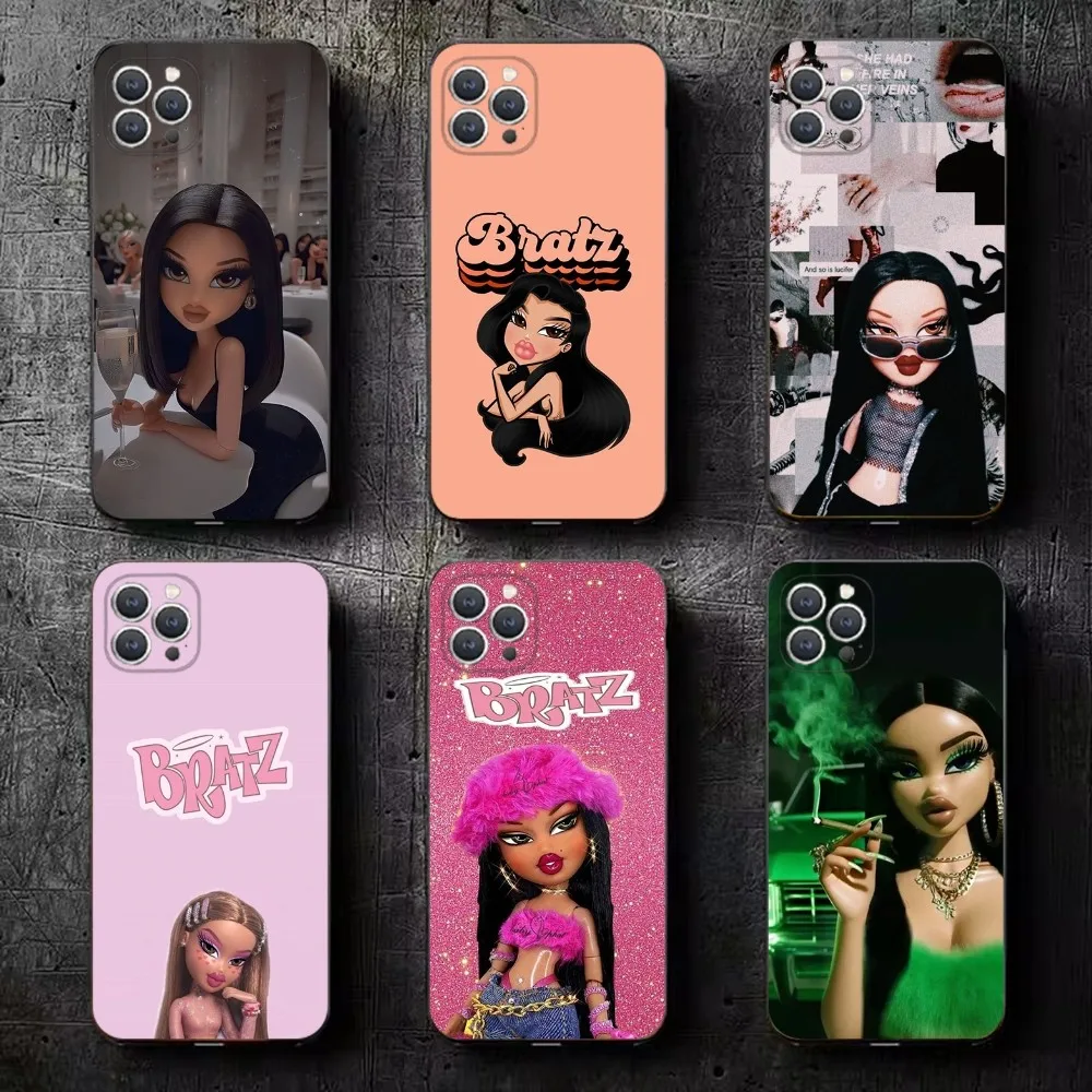 Модный чехол для телефона B-Bratz Doll iPhone 16 15 14 13 12 11 Plus Pro Max XS XR SE Mini 8 7 мягкий