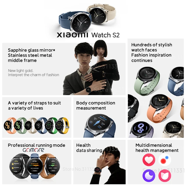 Xiaomi Watch S2 Smart Watch GPS Blood Oxygen AMOLED Display Bluetooth 5.2 Monitor Heart Rate Wireless Charging Mi Smartwatch 2