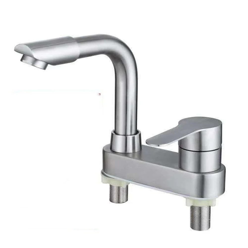 

Bathtub Part Basin Faucet 2 Holes 304 Stainless Steel Anti Corrosion Contemporary Style Easy To Clean Single Handle