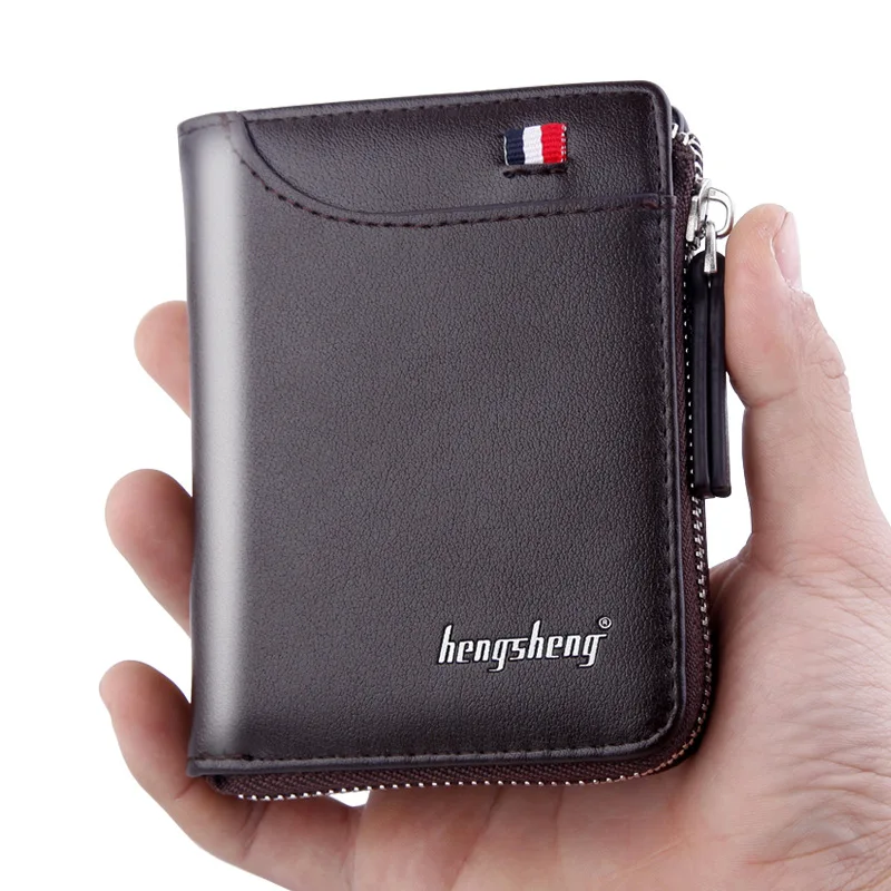 

Business Men's Wallet PU Leather Short Wallet Cash Coin Purse Bi-fold Multifunctional Bank Card Holder Zipper Wallet