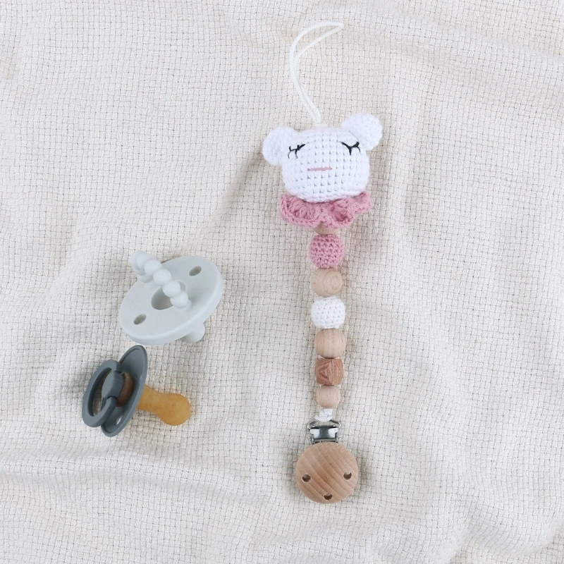 

Crochet Animal Pacifier Chain for Newborn Dummy Chains Soother Chew Teething Toy