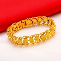 women men bracelet heart wrist chain solid 18k yellow gold filled fashion vintage bracelet birthday gift girlfriend accessories