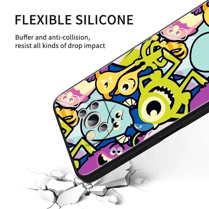 Мягкий черный чехол для телефона Disney MONSTERS INC Xiaomi Poco X6 X5 X4 X3 F4 F3 NFC M6 M5 M4 GT S Pro 4G Φ C65