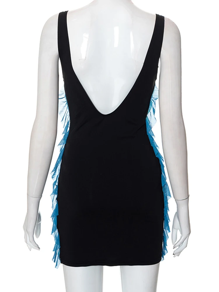 Simenual платье без рукавов с глубоким v-образным вырезом для женщин хипстерское