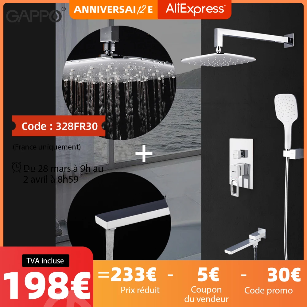 

GAPPO Shower system wall mounted white bathroom faucet mixer rainfall shower set waterfall torneira do chuveiro bathroom