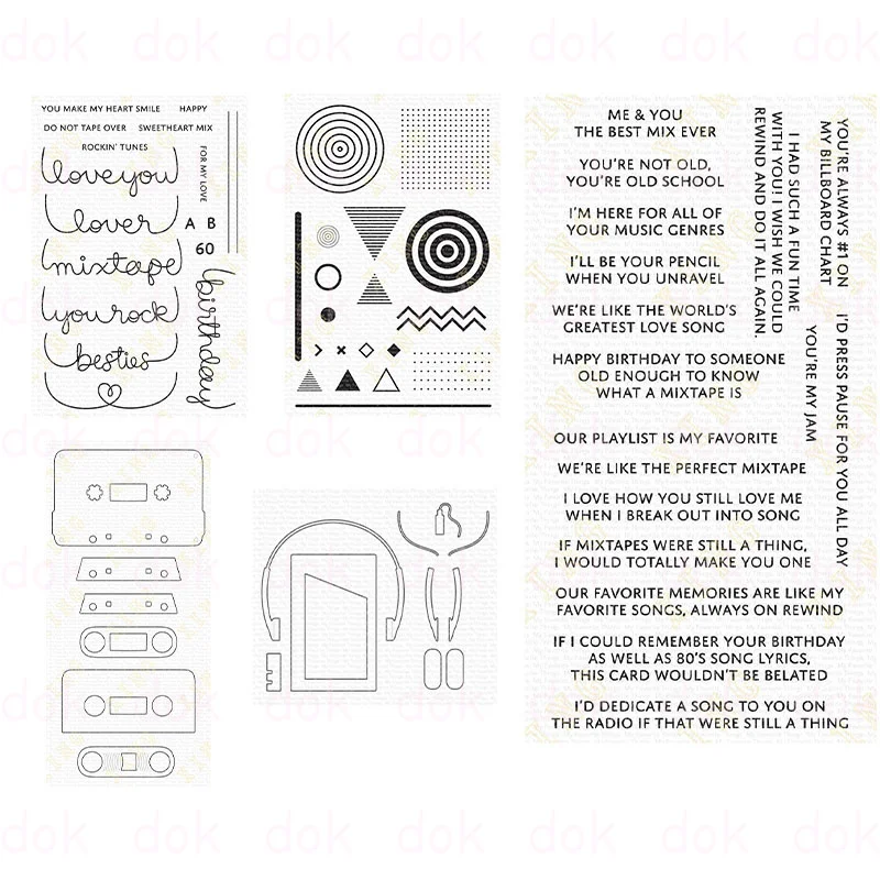 

2023 New Metal Cutting Dies And Stamps Scrapbooking DIY Decoration Craft Embossing Stencil Concentric Circles Head Tape Player