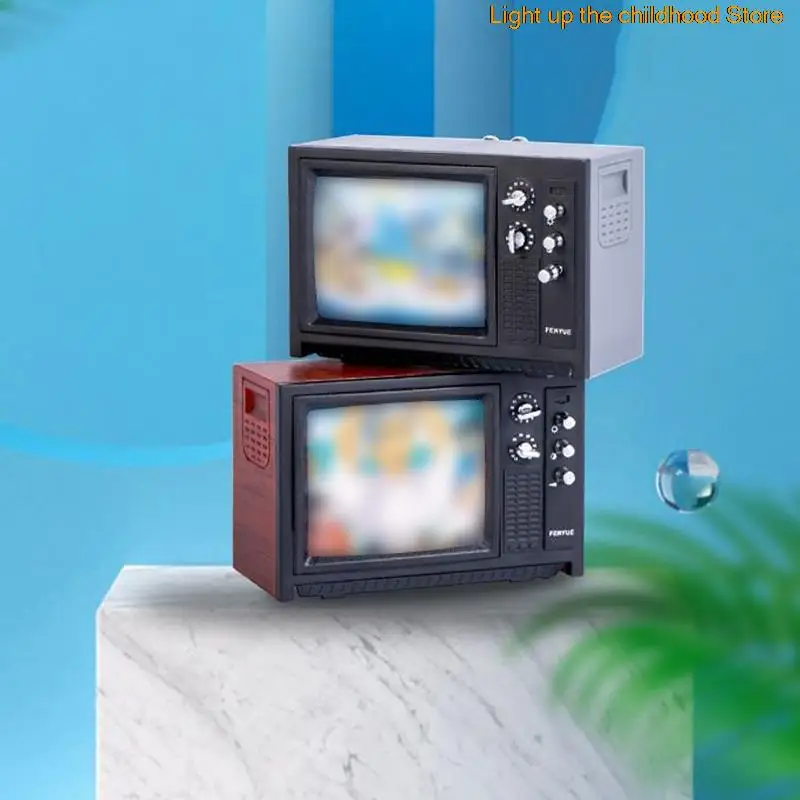 

DollHouse Mini Retro TV Toy Ornaments Miniature Simulation Furniture For Living Room Decoration New